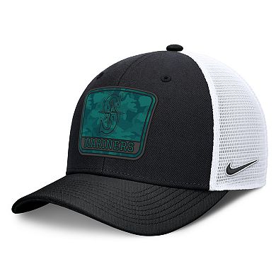 Men's Nike Black/White Seattle Mariners Camo Rise Trucker Dri-FIT Adjustable Hat