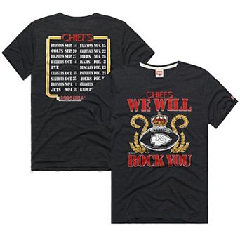 Unisex Homage Charcoal Kansas City Chiefs 2026 NFL Schedule Queen Tri-Blend T-Shirt