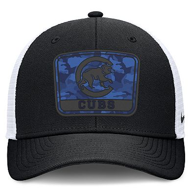Men's Nike Black/White Chicago Cubs Camo Rise Trucker Dri-FIT Adjustable Hat