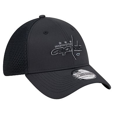 Men's New Era Black Washington Capitals Blackout 39THIRTY Flex Fit Hat