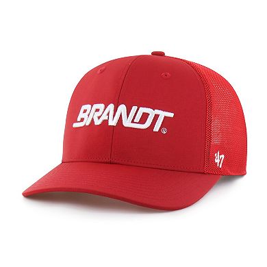 Men's '47 Red Justin Allgaier Sponsor Logo Side Patch brrr° Trucker Adjustable Hat