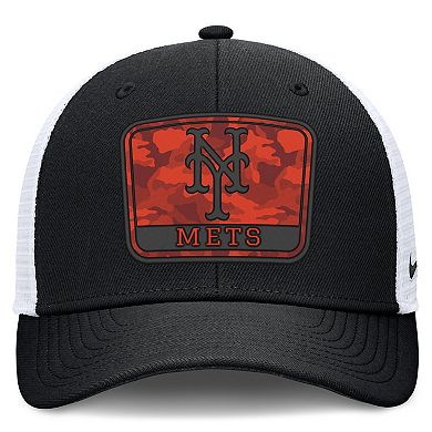 Men's Nike Black/White New York Mets Camo Rise Trucker Dri-FIT Adjustable Hat