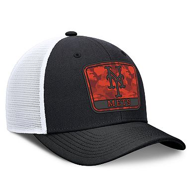 Men's Nike Black/White New York Mets Camo Rise Trucker Dri-FIT Adjustable Hat
