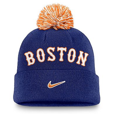 Men's Nike Royal Boston Red Sox Peak Cuffed Knit Hat with Pom