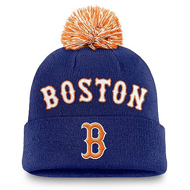 Men's Nike Royal Boston Red Sox Peak Cuffed Knit Hat with Pom
