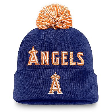 Men's Nike Royal Los Angeles Angels Peak Cuffed Knit Hat with Pom