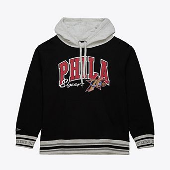 Men's Mitchell & Ness Black Philadelphia 76ers Premium Fleece Vintage Logo Pullover Hoodie