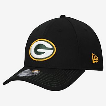 Men's New Era Black Green Bay Packers Core Team 39THIRTY Flex Hat