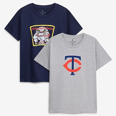 Youth Soft as a Grape Navy/Heather Gray Minnesota Twins Cooperstown 2-Pack T-Shirt Set