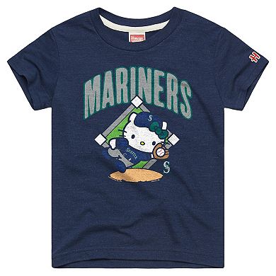 Youth Homage Navy Seattle Mariners Hello Kitty x MLB Tri-Blend T-Shirt