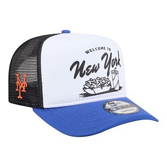 Men's New Era White/Royal New York Mets Foodie A-Frame 9FIFTY Trucker Snapback Hat