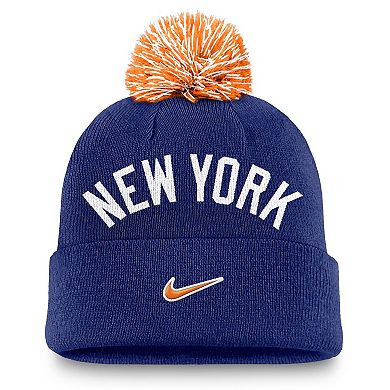 Men's Nike Royal New York Yankees Peak Cuffed Knit Hat with Pom