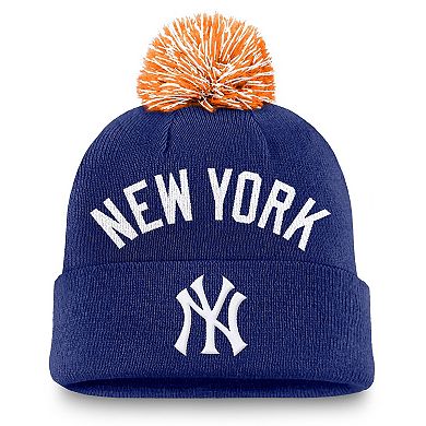 Men's Nike Royal New York Yankees Peak Cuffed Knit Hat with Pom