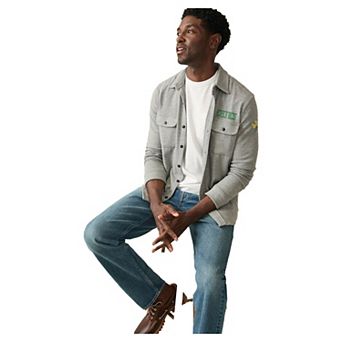 Men's FAHERTY Gray Boston Celtics Legend Sweater Button-Up Shirt