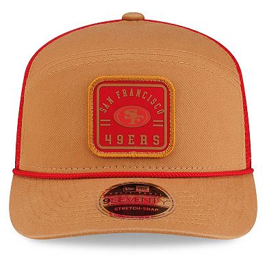 Men's New Era Brown/Scarlet San Francisco 49ers Team Patch Split Panel 9SEVENTY Adjustable Trucker Hat
