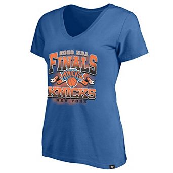 Women's '47 Royal New York Knicks 2026 NBA Finals Plus Size V-Neck T-Shirt