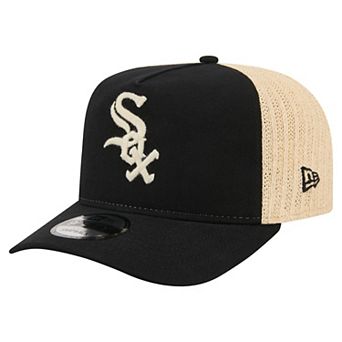 Men's New Era Black/Natural Chicago White Sox Grained 9FIFTY A-Frame Trucker Adjustable Hat