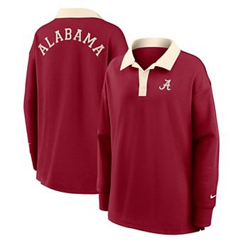 Women's Nike Crimson Alabama Crimson Tide Oversized Essential Dri-FIT Long Sleeve V-Neck Polo