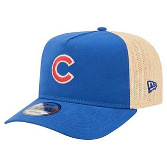 Men's New Era Royal/Natural Chicago Cubs Grained 9FIFTY A-Frame Trucker Adjustable Hat