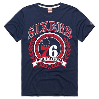 Unisex Homage Navy Philadelphia 76ers Crest Tri-Blend T-Shirt