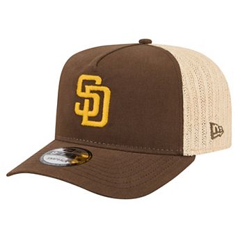 Men's New Era Brown/Natural San Diego Padres Grained 9FIFTY A-Frame Trucker Adjustable Hat