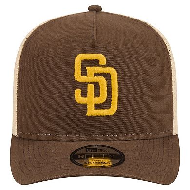 Men's New Era Brown/Natural San Diego Padres Grained 9FIFTY A-Frame Trucker Adjustable Hat