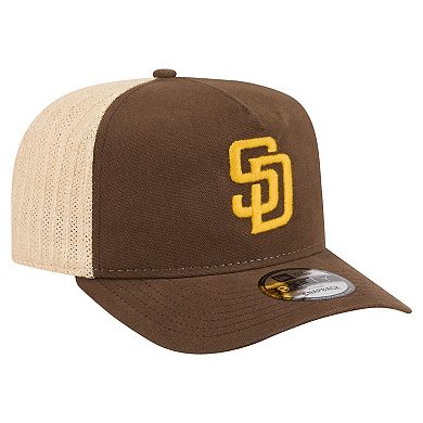 Men's New Era Brown/Natural San Diego Padres Grained 9FIFTY A-Frame Trucker Adjustable Hat