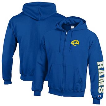 Men's Champion Royal Los Angeles Rams Powerblend Fleece Full-Zip Hoodie