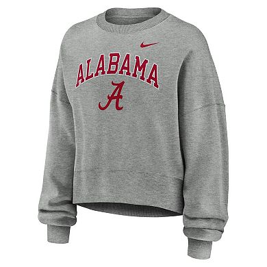 Women's Nike Heather Gray Alabama Crimson Tide Oversized Phoenix Arch Pullover Sweatshirt