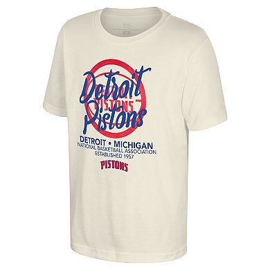 Youth Stadium Essentials Natural Detroit Pistons Wallscript T-Shirt