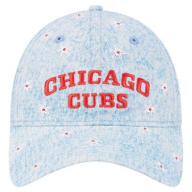 Women's New Era Light Blue Chicago Cubs Daisy All Over 9TWENTY Adjustable Hat