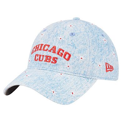 Women's New Era Light Blue Chicago Cubs Daisy All Over 9TWENTY Adjustable Hat