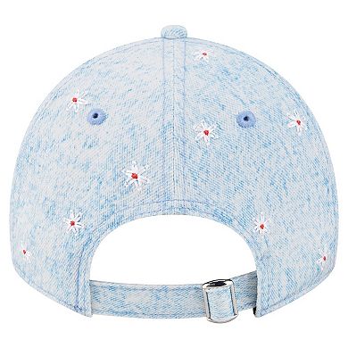 Women's New Era Light Blue Chicago Cubs Daisy All Over 9TWENTY Adjustable Hat