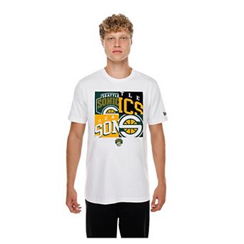 Men's New Era White Seattle SuperSonics Block Logo T-Shirt