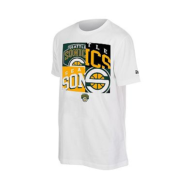 Men's New Era White Seattle SuperSonics Block Logo T-Shirt