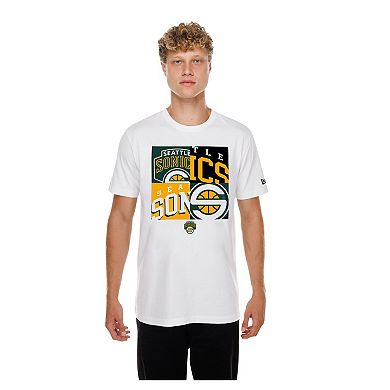 Men's New Era White Seattle SuperSonics Block Logo T-Shirt