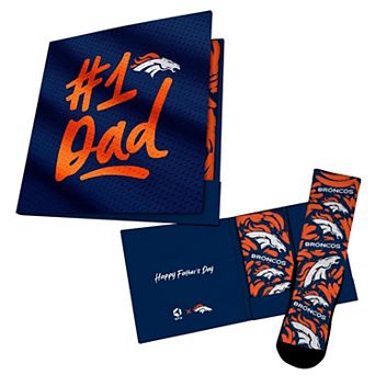 Unisex Rock Em Socks Navy Denver Broncos #1 Dad Gift Card Socks
