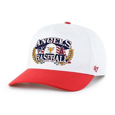 Men's '47 White/Red Los Angeles Angels Americana Eagle Hitch Adjustable Hat