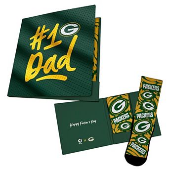 Unisex Rock Em Socks Green Green Bay Packers #1 Dad Gift Card Socks