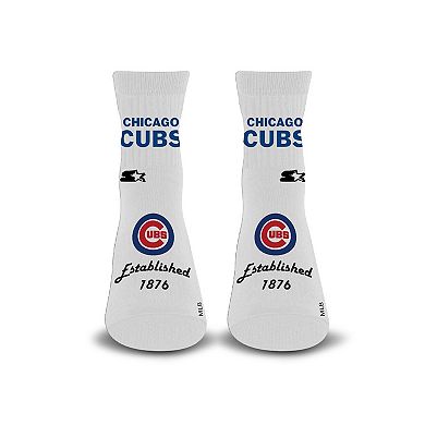 Unisex Starter White Chicago Cubs Established Stencil Quarter Socks