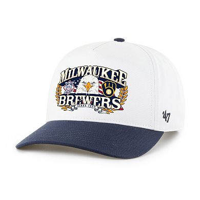Men's '47 White/Navy Milwaukee Brewers Americana Eagle Hitch Adjustable Hat