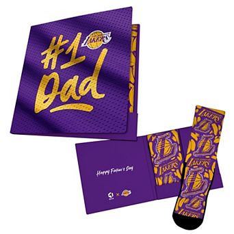 Unisex Rock Em Socks Purple Los Angeles Lakers #1 Dad Gift Card Socks