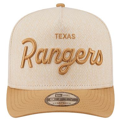 Men's New Era Cream Texas Rangers Herringbone 9FIFTY A-Frame Snapback Hat