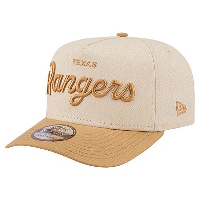 Men's New Era Cream Texas Rangers Herringbone 9FIFTY A-Frame Snapback Hat