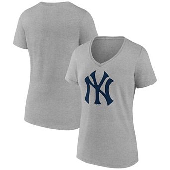 Women's Logo Athletic Gray New York Yankees Official Logo Athletic V-Neck T-Shirt