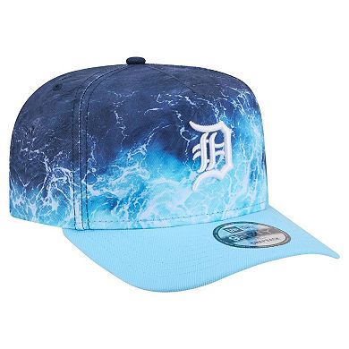 Men's New Era Light Blue Detroit Tigers Deep Water Pre-Curved 9FIFTY A-Frame Snapback Hat