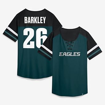 Women's Fanatics Saquon Barkley Midnight Green Philadelphia Eagles Curl Route Athena Lace-Up Name & Number Shirt