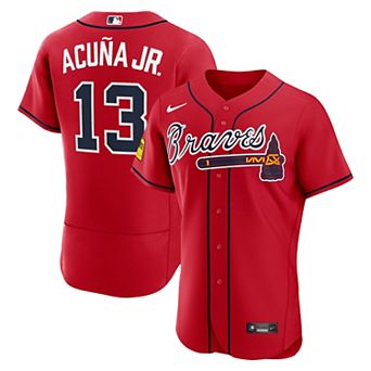 Men's Nike Ronald Acuña Jr. Red Atlanta Braves Alternate Authentic Sponsor Patch Jersey