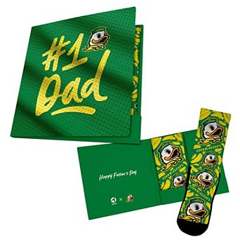 Unisex Rock Em Socks Green Oregon Ducks #1 Dad Gift Card Socks