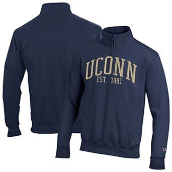 Men's Champion Navy UConn Huskies Powerblend Quarter-Zip Pullover